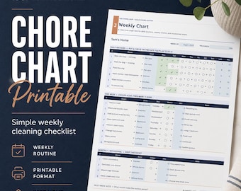 Chore Chart Printable | Simple Weekly Cleaning Checklist for One Person