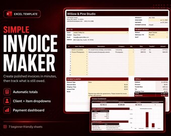 Simple Invoice Maker Spreadsheet for Small Business Owners and Freelancers