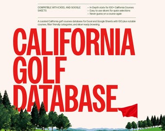 California Golf Courses Database 100+ Courses, Excel and Google Sheets