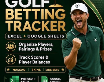 Planilha de acompanhamento de apostas de golfe para Excel e Planilhas Google | Nassau, Skins, Apostas paralelas, Saldos de jogadores