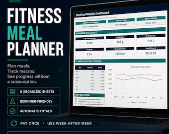 Fitness Meal Planner Spreadsheet | Macro Tracker for Excel and Google Sheets
