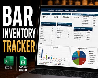 Bar Inventory Tracker Spreadsheet (Excel, Google Sheets)