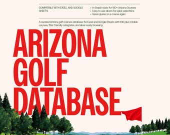 Arizona Golf Courses Database 100+ Courses, Excel and Google Sheets