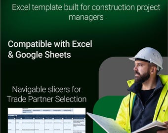 Construction Submittal Log Excel Template | Contractor Submittal Tracker | Project Manager Spreadsheet with Dashboard