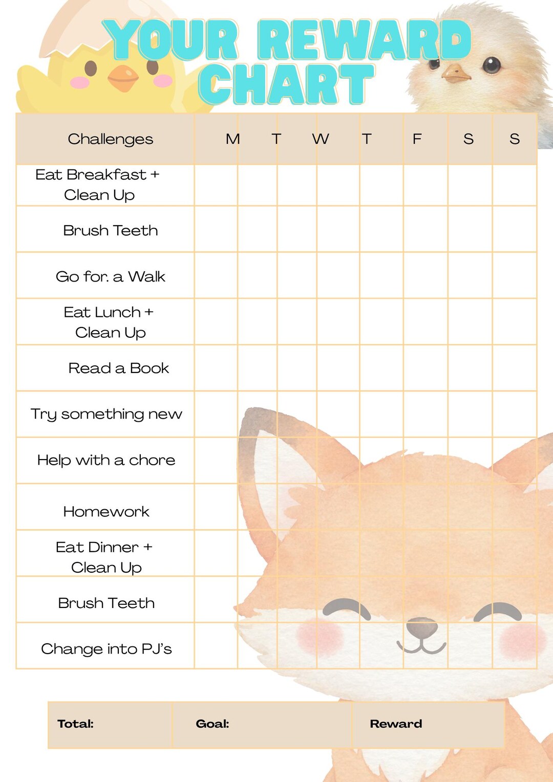 Behaviour Chart | Baby Animals - Etsy