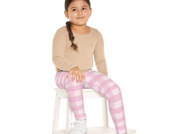 Leggings de cuadros rosas para niñas / Pantalones elásticos y divertidos para mayor comodidad