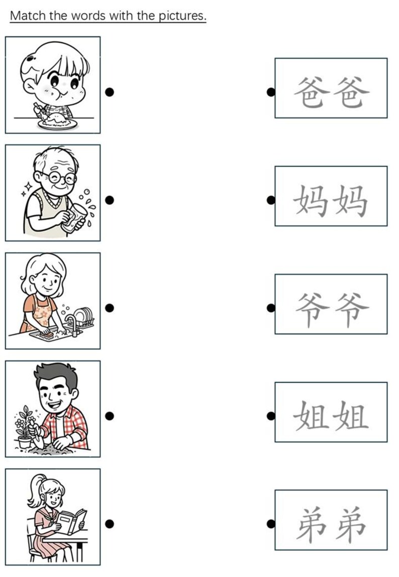 My Family Chinese Worksheet for Kids | Learn Mandarin Printable ...