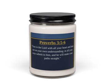 Sprüche 3: 5-6 Schriftkerze | Vertraue auf den Herrn | Christliche Soja Kerze | Glaube Geschenk