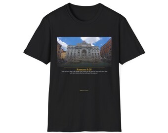 Romans 8:28 Christian T-Shirt | All Things Work Together | Black Scripture Tee | Faith Gift