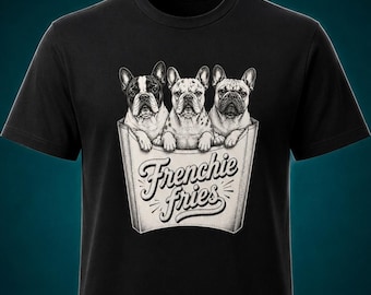 French Bulldog Fries Shirt, Frenchie Mom Tee, Vintage Funny Foodie Dog Lover Comfort Colors, Frenchie Dad Gift, Cute Graphic T-Shirt