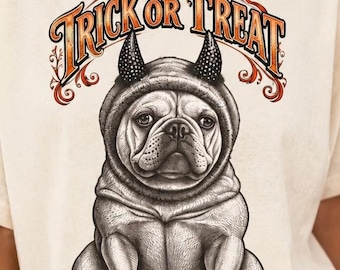 T-shirt med fransk bulldoggmotiv, t-shirt med djävulsfranskt tema (komfortfärger 1717)