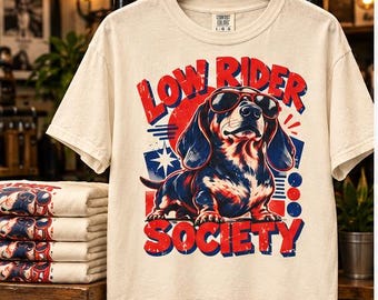 Low Rider Society Dachshund T-shirt, Vintage Distressed hundtröja, Comfort Colors 1717