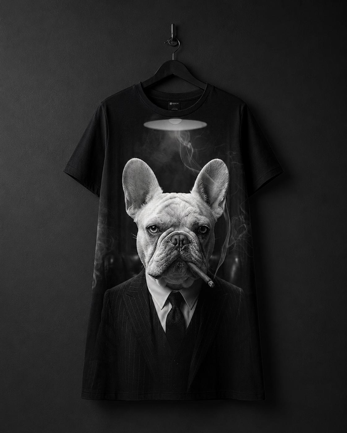 french bulldog dress shirt French Bulldog T-shirt Dress, Dapper Dog in Suit Shirt, Funny Frenchie  Lover Gift, Smoking Dog Graphic Tee, Unique Pet Apparel, Nightgown