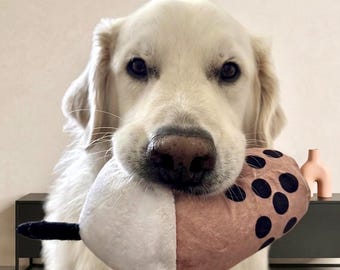 Boba Milk Tea Dog Toy – Squeaky Crinkle Plush for Small Medium Dogs