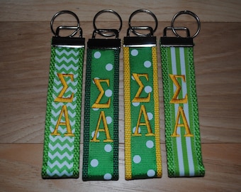 Sigma Alpha Sorority Keychain -  Monogrammed/Embroidery Key Fob Keychain Wristlet(OFFICIAL LICENSED PRODUCT)