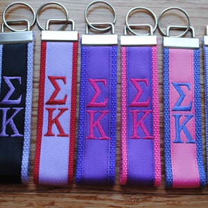 Sigma Kappa Sorority Keychain Monogrammed-Choose Design,Sorority, Letter, Personalized Key Fob Wristlet Licensed product.Key Fob, Embroidery