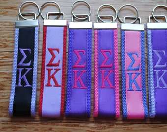 Sigma Kappa Sorority Keychain Monogrammed-Choose Design,Sorority, Letter, Personalized Key Fob Wristlet Licensed product.Key Fob, Embroidery
