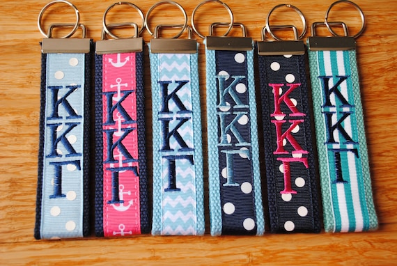 Kappa Kappa Gamma Key Fob/Keychain - Monogrammed-Choose Design,Sorority, Letter, Personalized Wristlet Licensed product.Key Fob, Embroidery