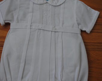 Feltman Brothers Baby Boy Romper Pintucked Creeper Baptism Christening 6M, White, New with tags