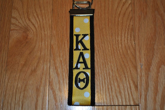 Keychain Fob -Fall Dots on Gold Webbing