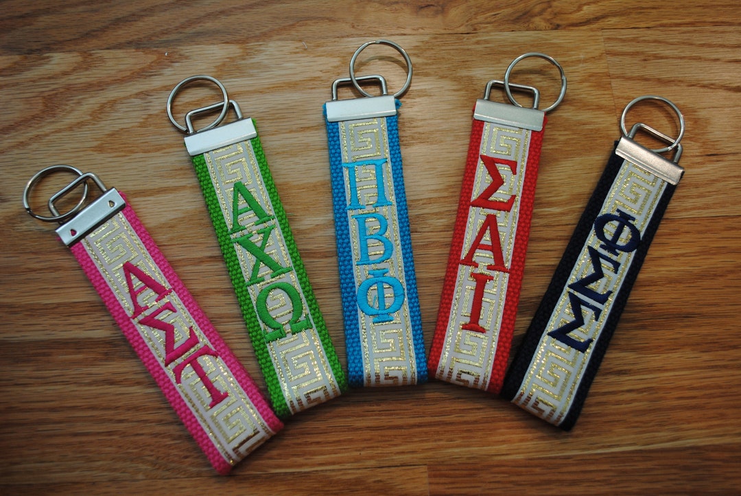 Sorority Keychain - Greek Key Ribbon Wristlet, Official Licensed ...