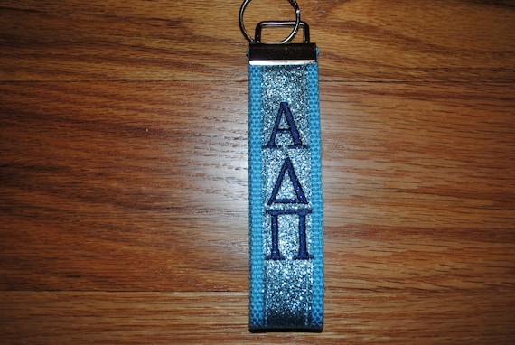Alpha Delta Pi Sorority Keychain, Keyfob - Monogrammed-Choose Design,Sorority, Letter, Personalized Wristlet Licensed product, Embroidery