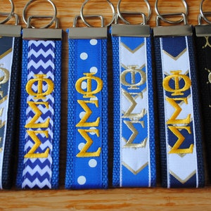 Phi Sigma Sigma Keychain - Monogrammed-Choose Design,Sorority, Letter, Personalized Key Fob Wristlet Licensed product.Key Fob, Embroidery