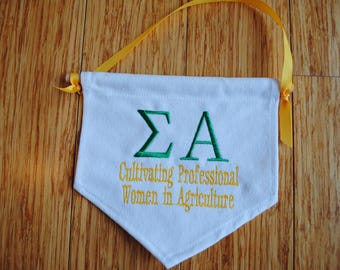 Sigma Alpha Sorority Embroidered Wall Hanging - 6x7" Sorority Banner