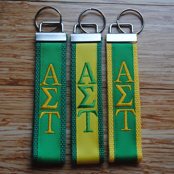 Alpha Sigma Tau Keychain - Monogrammed-Choose Design,Sorority, Letter, Personalized Key Fob Wristlet Licensed product.Key Fob, Embroidery