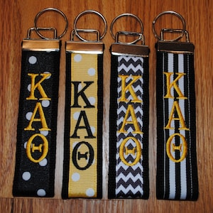 Kappa Alpha Theta Sorority Keychain - Monogrammed-Choose Design,Sorority, Letter, Personalize Wristlet License product.Key Fob, Embroidery