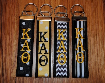 Kappa Alpha Theta Sorority Keychain - Monogrammed-Choose Design,Sorority, Letter, Personalize Wristlet License product.Key Fob, Embroidery