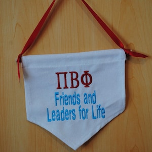 Pi Beta Phi Sorority - Wall Hanging, Embroidered, Sorority Gift, White Banner, 6 x 7&quot; Sorority Flag