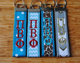 Pi Beta Phi Key Fob- Monogrammed-Choose Design,Sorority, Letter, Personalized Keychain Wristlet Licensed product.Key Fob, Embroidery