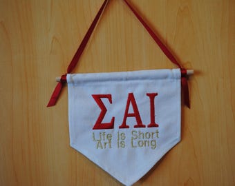 Sigma Alpha Iota Sorority Banner – Embroidered Wall Hanging (6x7")