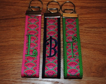 Keychain - Watermelon, Choose Webbing, Letter, Sorority or Personalize Key Fob Wristlet,Sorority Keychain