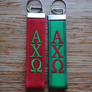 Alpha Chi Omega Keychain - Monogrammed Keyfob Wristlet(OFFICIAL LICENSED PRODUCT) Choose style
