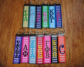 Sorority Keychain -Chevron Keychain/Grandmother/Monogrammed-Choose Color,Sorority, Letter, Personalized Wristlet Licensed product Embroidery