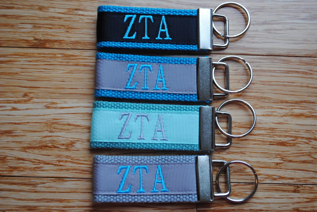 Zeta Tau Alpha Sorority Keychain/small/solid Ribbon/keyfob/monogram ...