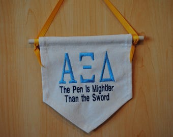 Alpha Xi Delta Embroidered Banner – Sorority Wall Decor (6x7")