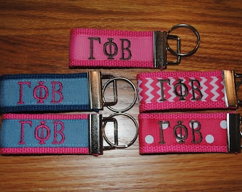Gamma Phi Beta Sorority Keychain/SMALL/Keyfob/Embroidery/Choose Design/Sorority/Letter/Licensed product/Monogrammed 3 1/2" long