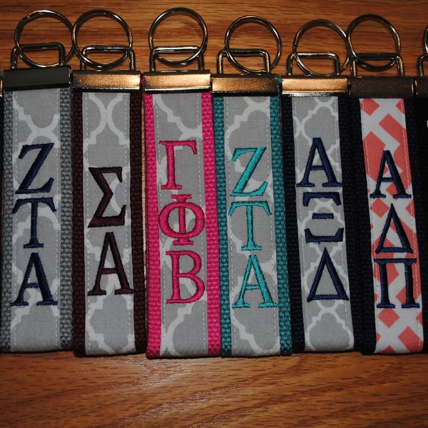 Alpha Sigma Tau Keychain - Monogrammed-Choose Design,Sorority, Letter, Personalized Key Fob Wristlet Licensed product.Key Fob, Embroidery