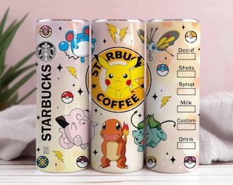 Adesivo per bicchiere con design a cartoni animati, Poke Coffee 20oz Sublimazione dritta, Adesivo per bicchiere sottile, Adesivo per bicchiere Poke, Adesivo per bicchiere, Download immediato