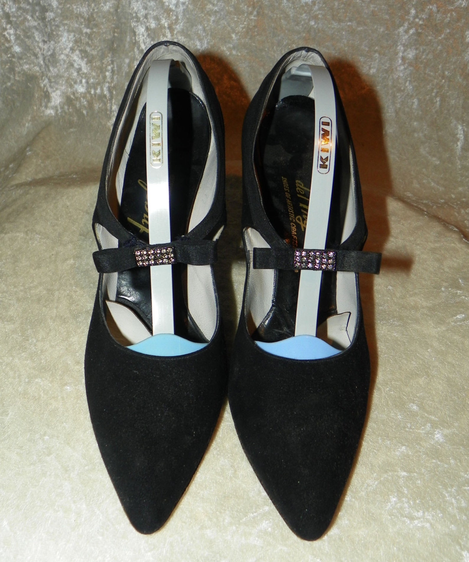 Shoes Black De Angelo Stiletto High Heel Suede With Grosgrain | Etsy