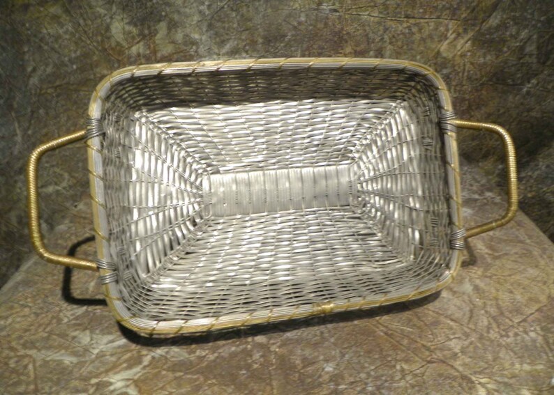 Basket Tray Woven Aluminum Serving Basket with Handles Large Etsy