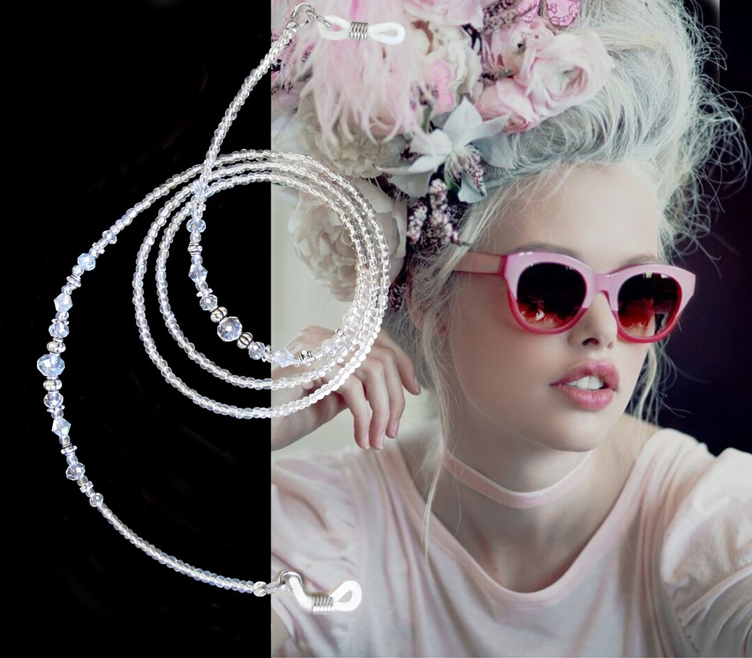 Eyeglass Chain Crystal Silver Beaded Eyeglass Chain Crystal Etsy