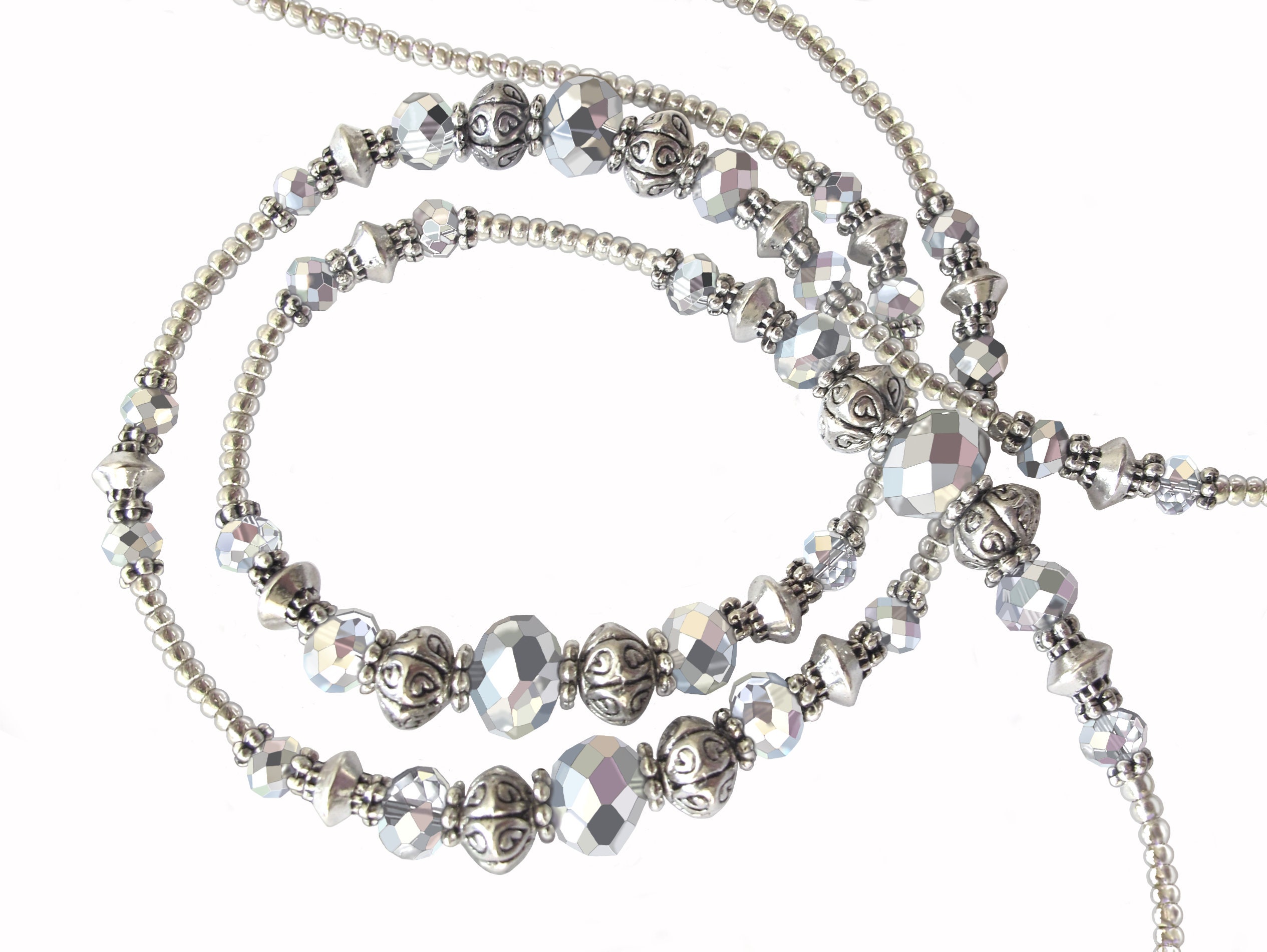Eyeglass Chain Silver on silver luxury beaded glasses chain Etsy
