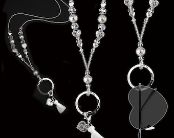 Eyeglass necklace, crystal, silver, eyeglass chain, glasses chain, necklace for glasses, sunglasses necklace, glasses necklace with ring
