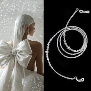 Brillenkette, Kristall silber, Perlen Brillenkette, Kristall Brillenkette, Kette für Brille, Sonnenbrillekette, Brillenhalter, handgemacht