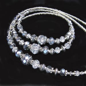 Lanyard, Silver on silver, beaded lanyard, necklace lanyard, ID card necklace, breakaway lanyard, lanyard for ID card, lanyard for women
