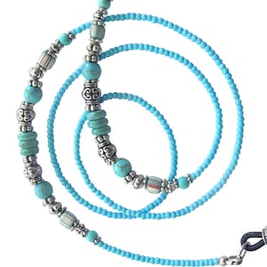 Eyeglass chain, aqua blue, turquoise silver, glasses chain, beaded eyeglass chain, sunglasses holder, chain for glasses, sunnies chain, boho